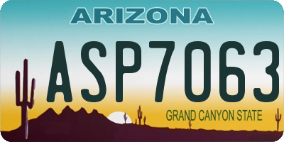AZ license plate ASP7063