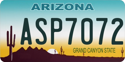 AZ license plate ASP7072