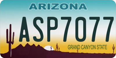 AZ license plate ASP7077