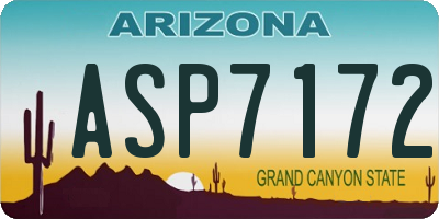 AZ license plate ASP7172
