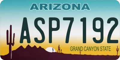 AZ license plate ASP7192