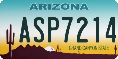 AZ license plate ASP7214