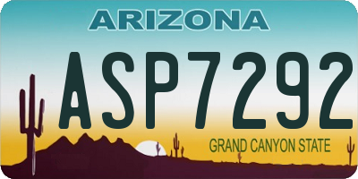 AZ license plate ASP7292