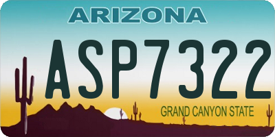 AZ license plate ASP7322