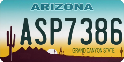 AZ license plate ASP7386
