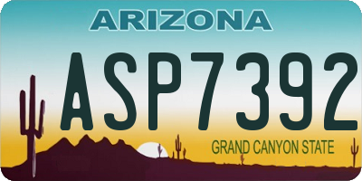 AZ license plate ASP7392