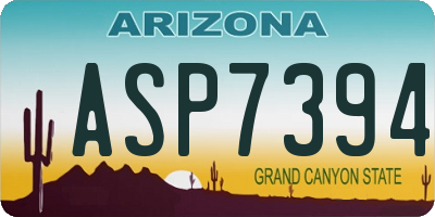 AZ license plate ASP7394