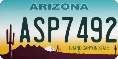 AZ license plate ASP7492