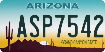 AZ license plate ASP7542