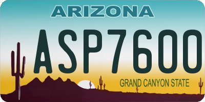 AZ license plate ASP7600