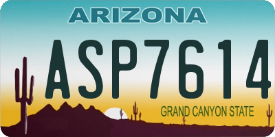 AZ license plate ASP7614