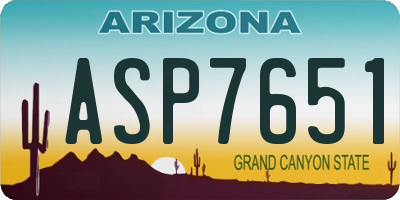 AZ license plate ASP7651