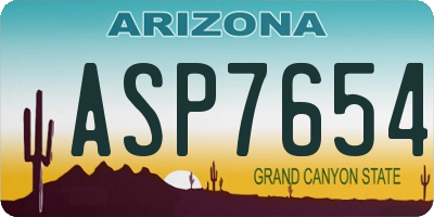 AZ license plate ASP7654