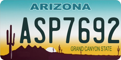 AZ license plate ASP7692