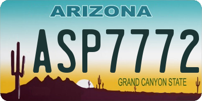 AZ license plate ASP7772
