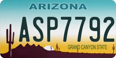 AZ license plate ASP7792