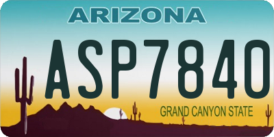 AZ license plate ASP7840