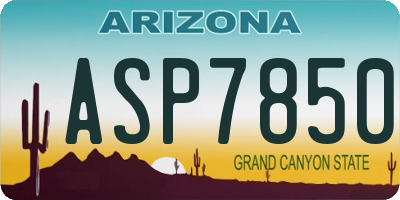 AZ license plate ASP7850