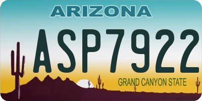 AZ license plate ASP7922