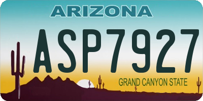 AZ license plate ASP7927