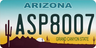 AZ license plate ASP8007