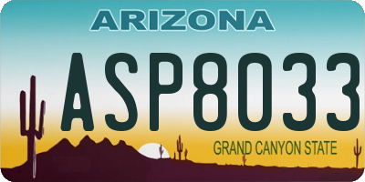 AZ license plate ASP8033