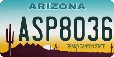 AZ license plate ASP8036