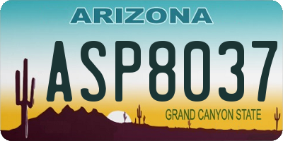 AZ license plate ASP8037