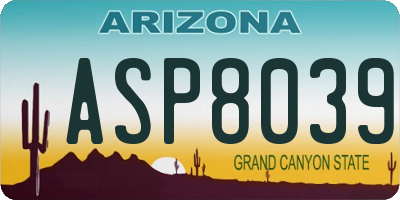 AZ license plate ASP8039