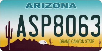 AZ license plate ASP8063