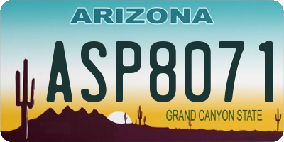 AZ license plate ASP8071