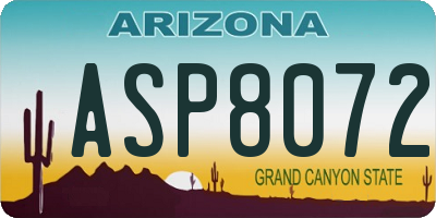 AZ license plate ASP8072