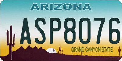AZ license plate ASP8076