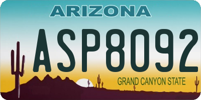 AZ license plate ASP8092