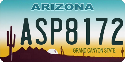 AZ license plate ASP8172