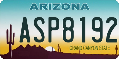 AZ license plate ASP8192