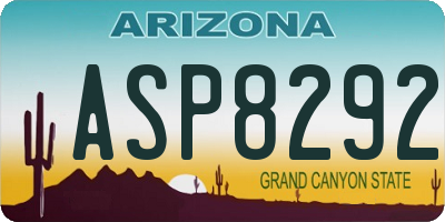 AZ license plate ASP8292
