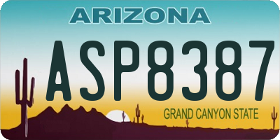 AZ license plate ASP8387
