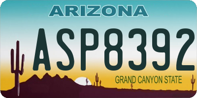 AZ license plate ASP8392