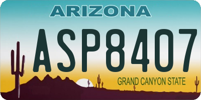 AZ license plate ASP8407