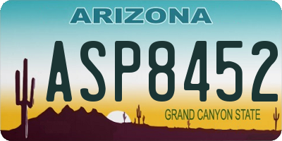 AZ license plate ASP8452