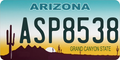 AZ license plate ASP8538