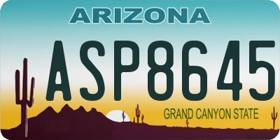 AZ license plate ASP8645