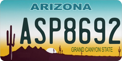AZ license plate ASP8692