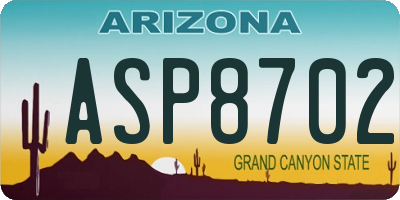 AZ license plate ASP8702