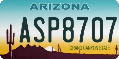 AZ license plate ASP8707