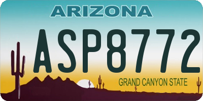 AZ license plate ASP8772