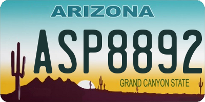 AZ license plate ASP8892