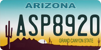 AZ license plate ASP8920