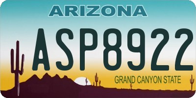 AZ license plate ASP8922
